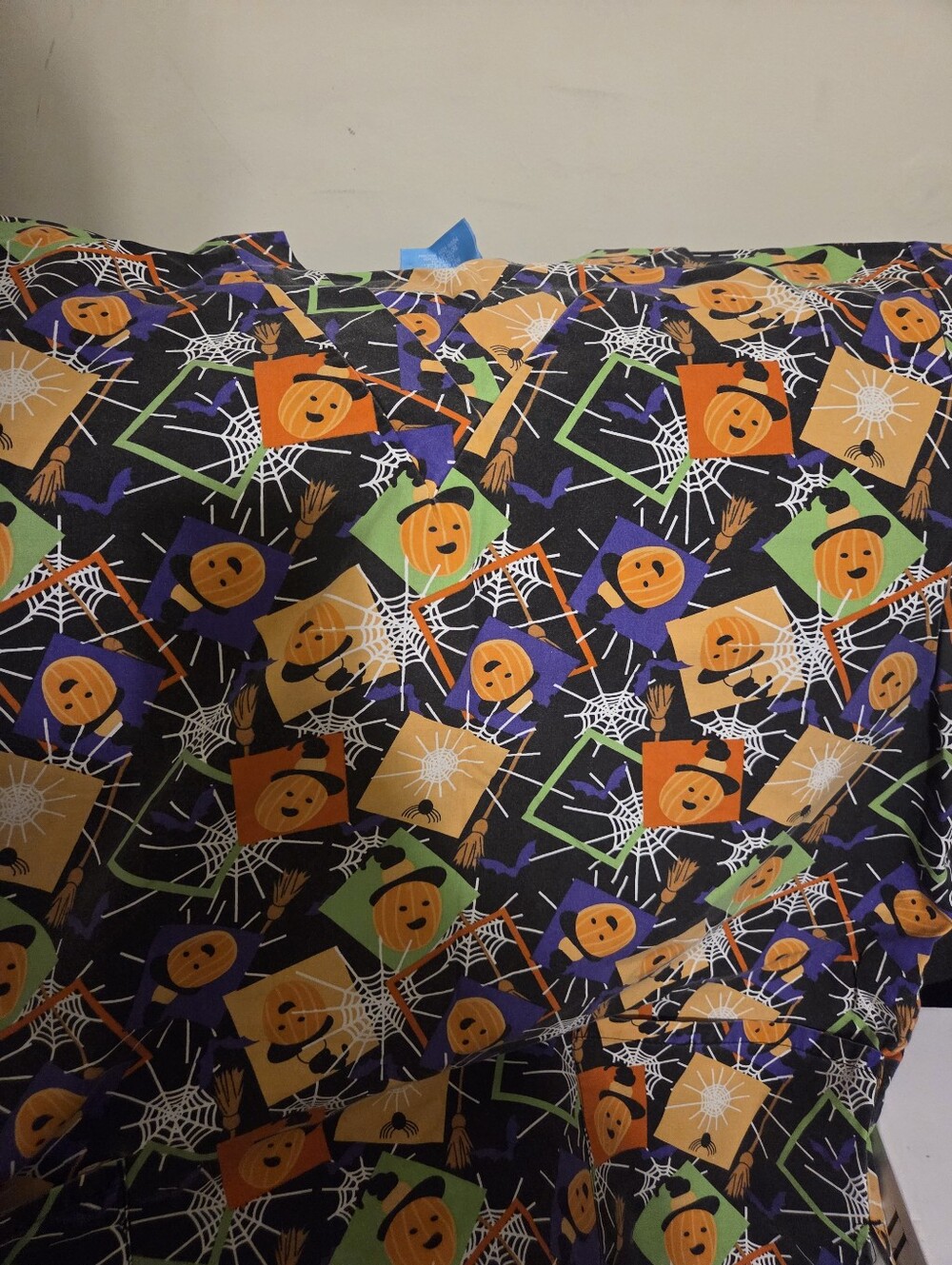 Plus Size Pumpkin Patch Kids Scrub Top Black & Orange Sz 2x